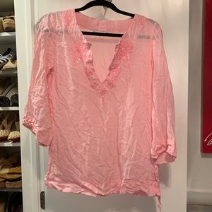 COOL CHANGE pink shirt top small sequin cover up